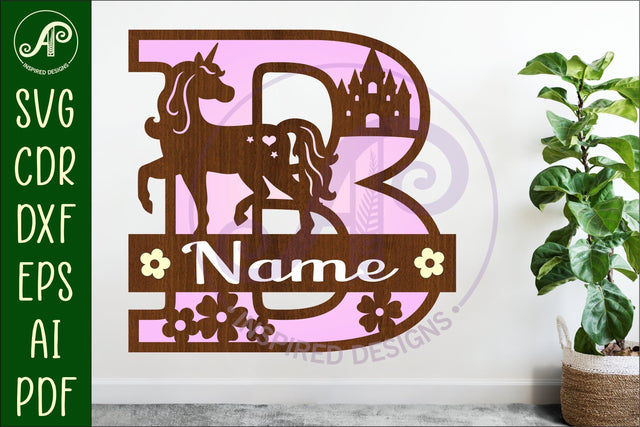 Unicorn Capital Monogram Letter name sign B SVG SVG APInspireddesigns 