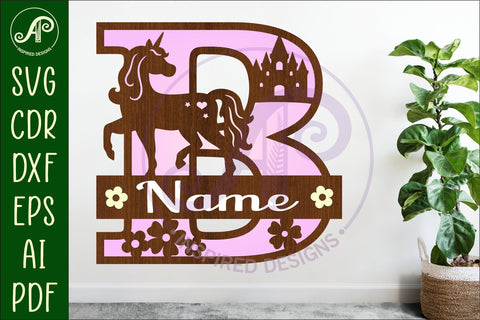 Unicorn Capital Monogram Letter name sign B SVG SVG APInspireddesigns 