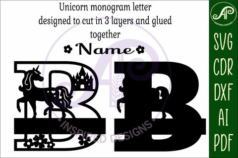 Unicorn Capital Monogram Letter name sign B SVG SVG APInspireddesigns 