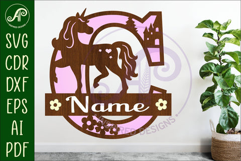 Unicorn Capital Monogram Letter name sign C SVG SVG APInspireddesigns 