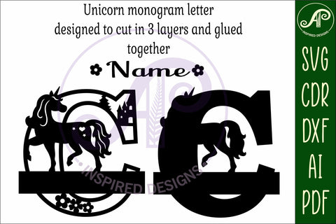 Unicorn Capital Monogram Letter name sign C SVG SVG APInspireddesigns 