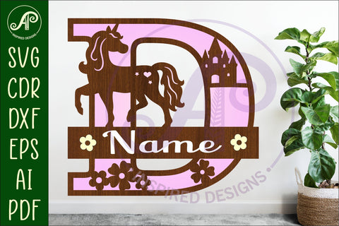 Unicorn Capital Monogram Letter name sign D SVG SVG APInspireddesigns 