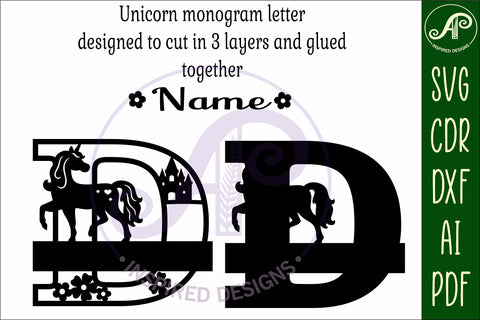Unicorn Capital Monogram Letter name sign D SVG SVG APInspireddesigns 