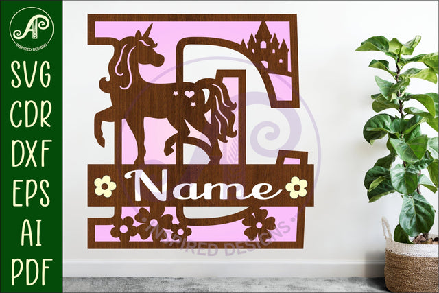 Unicorn Capital Monogram Letter name sign E SVG SVG APInspireddesigns 