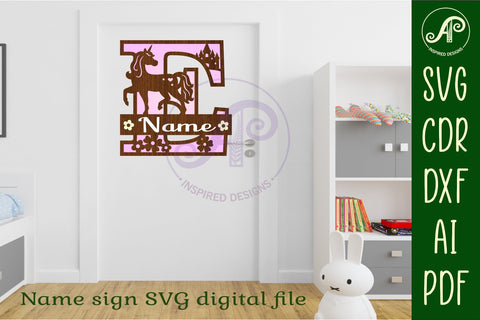Unicorn Capital Monogram Letter name sign E SVG SVG APInspireddesigns 