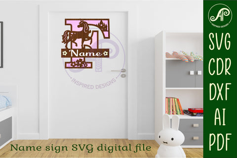 Unicorn Capital Monogram Letter name sign F SVG SVG APInspireddesigns 