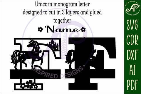 Unicorn Capital Monogram Letter name sign F SVG SVG APInspireddesigns 