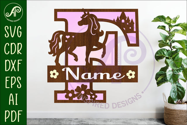 Unicorn Capital Monogram Letter name sign F SVG SVG APInspireddesigns 