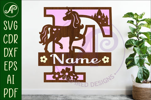 Unicorn Capital Monogram Letter name sign F SVG SVG APInspireddesigns 