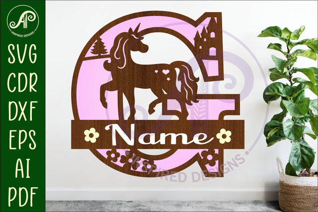 Unicorn Capital Monogram Letter name sign G SVG SVG APInspireddesigns 