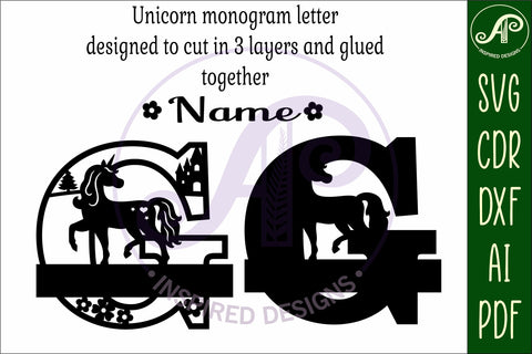 Unicorn Capital Monogram Letter name sign G SVG SVG APInspireddesigns 