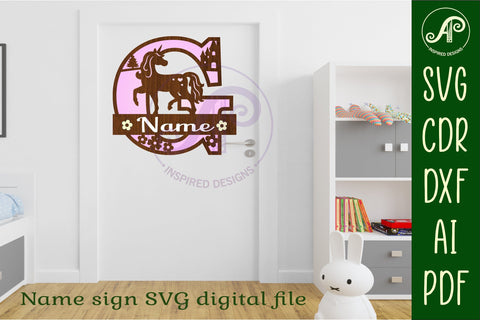 Unicorn Capital Monogram Letter name sign G SVG SVG APInspireddesigns 