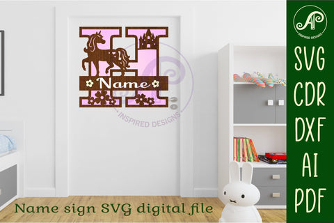 Unicorn Capital Monogram Letter name sign H SVG SVG APInspireddesigns 