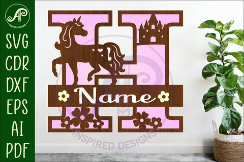 Unicorn Capital Monogram Letter name sign H SVG SVG APInspireddesigns 