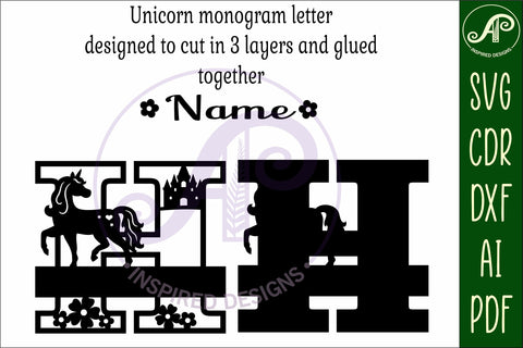 Unicorn Capital Monogram Letter name sign H SVG SVG APInspireddesigns 