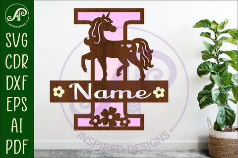 Unicorn Capital Monogram Letter name sign I SVG SVG APInspireddesigns 