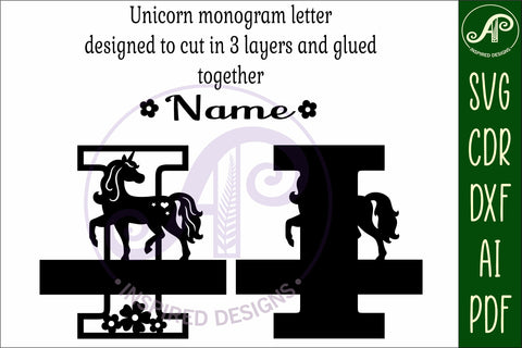 Unicorn Capital Monogram Letter name sign I SVG SVG APInspireddesigns 