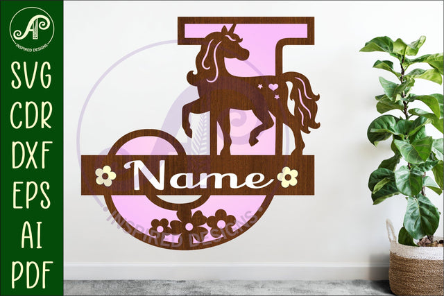 Unicorn Capital Monogram Letter name sign J SVG SVG APInspireddesigns 