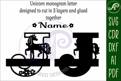Unicorn Capital Monogram Letter name sign J SVG SVG APInspireddesigns 