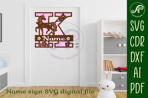Unicorn Capital Monogram Letter name sign K SVG SVG APInspireddesigns 