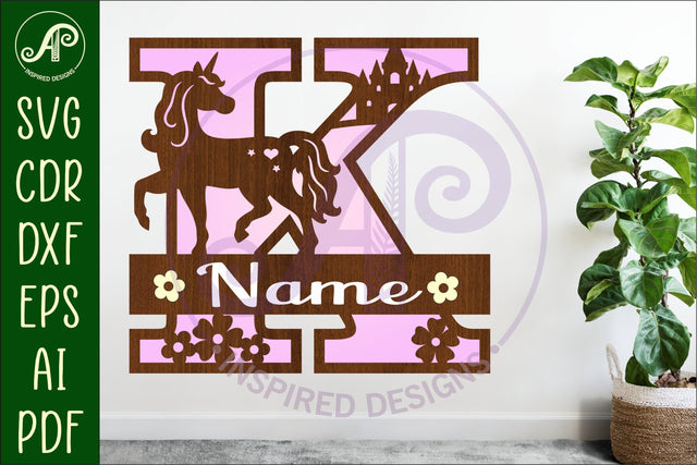 Unicorn Capital Monogram Letter name sign K SVG SVG APInspireddesigns 