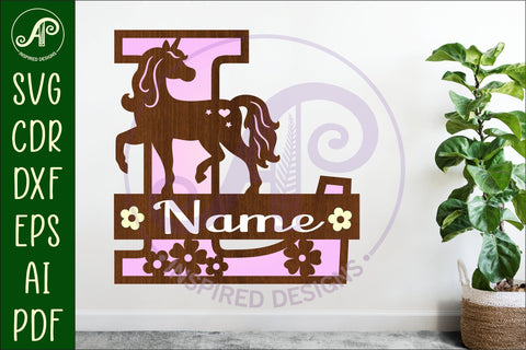 Unicorn Capital Monogram Letter name sign L SVG SVG APInspireddesigns 