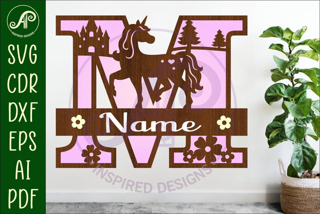 Unicorn Capital Monogram Letter name sign M SVG SVG APInspireddesigns 