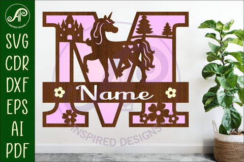 Unicorn Capital Monogram Letter name sign M SVG SVG APInspireddesigns 