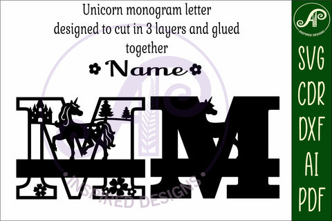 Unicorn Capital Monogram Letter name sign M SVG SVG APInspireddesigns 