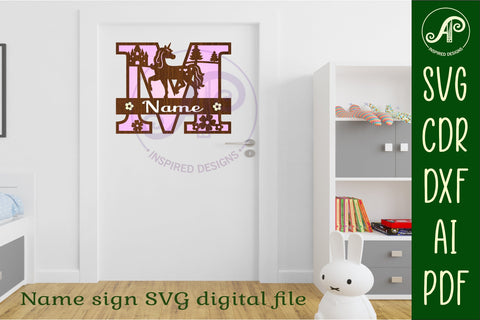 Unicorn Capital Monogram Letter name sign M SVG SVG APInspireddesigns 