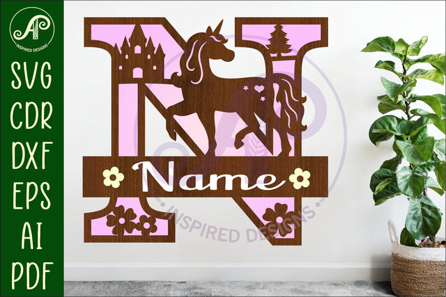 Unicorn Capital Monogram Letter name sign N SVG SVG APInspireddesigns 