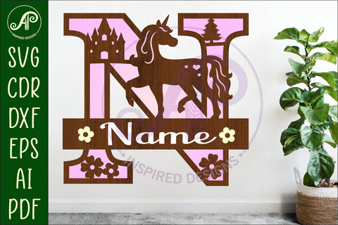 Unicorn Capital Monogram Letter name sign N SVG SVG APInspireddesigns 