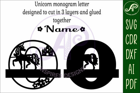 Unicorn Capital Monogram Letter name sign O SVG SVG APInspireddesigns 