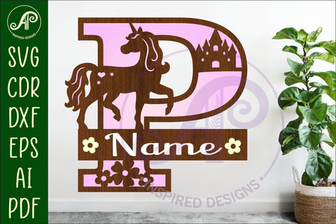 Unicorn Capital Monogram Letter name sign P SVG SVG APInspireddesigns 