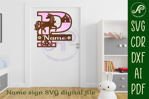Unicorn Capital Monogram Letter name sign P SVG SVG APInspireddesigns 