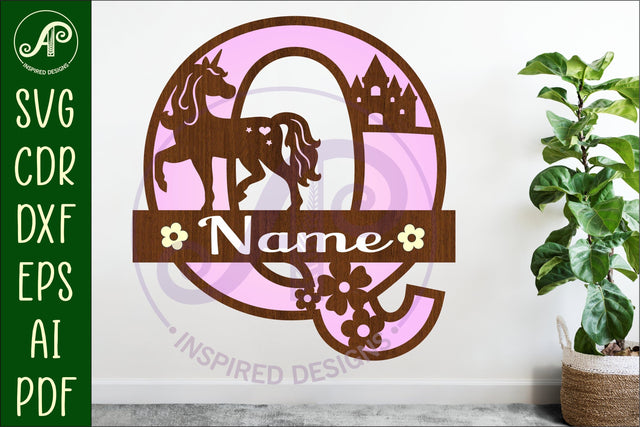 Unicorn Capital Monogram Letter name sign Q SVG SVG APInspireddesigns 