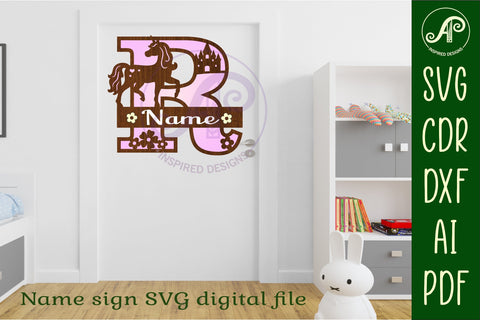 Unicorn Capital Monogram Letter name sign R SVG SVG APInspireddesigns 