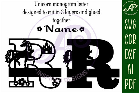 Unicorn Capital Monogram Letter name sign R SVG SVG APInspireddesigns 
