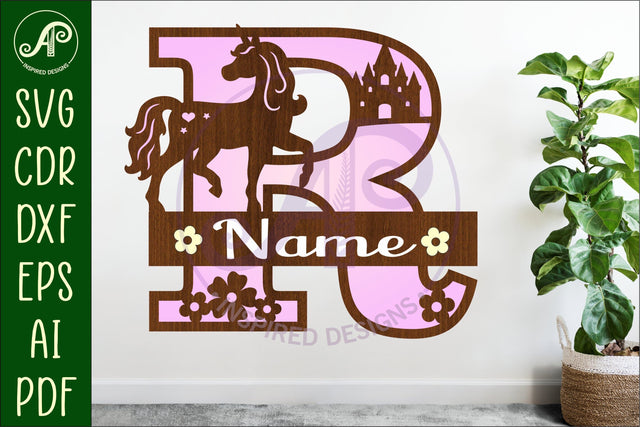 Unicorn Capital Monogram Letter name sign R SVG SVG APInspireddesigns 