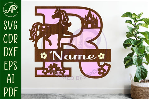 Unicorn Capital Monogram Letter name sign R SVG SVG APInspireddesigns 