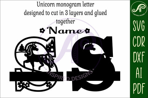 Unicorn Capital Monogram Letter name sign S SVG SVG APInspireddesigns 