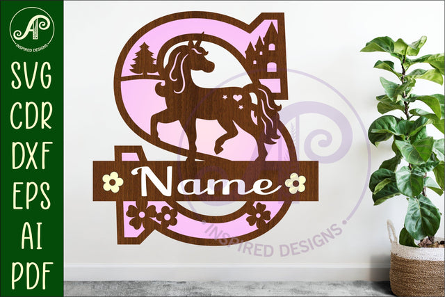 Unicorn Capital Monogram Letter name sign S SVG SVG APInspireddesigns 