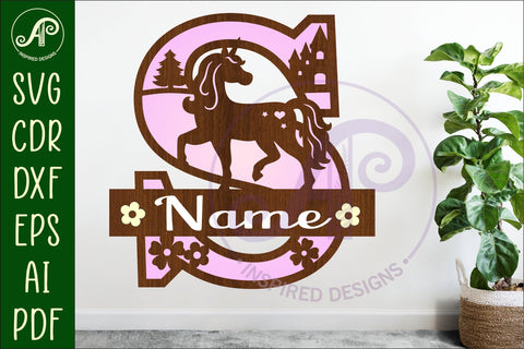Unicorn Capital Monogram Letter name sign S SVG SVG APInspireddesigns 