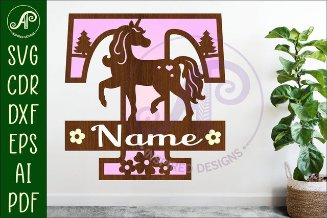 Unicorn Capital Monogram Letter name sign T SVG SVG APInspireddesigns 