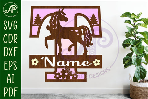 Unicorn Capital Monogram Letter name sign T SVG SVG APInspireddesigns 