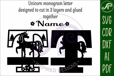 Unicorn Capital Monogram Letter name sign T SVG SVG APInspireddesigns 