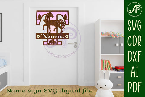 Unicorn Capital Monogram Letter name sign T SVG SVG APInspireddesigns 