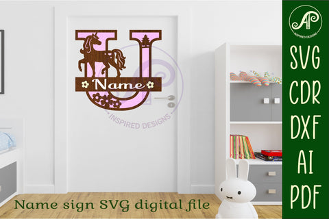 Unicorn Capital Monogram Letter name sign U SVG SVG APInspireddesigns 