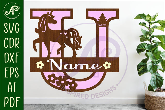Unicorn Capital Monogram Letter name sign U SVG SVG APInspireddesigns 