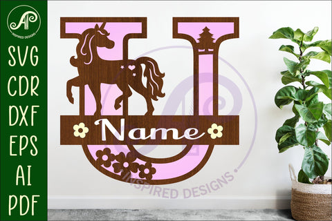 Unicorn Capital Monogram Letter name sign U SVG SVG APInspireddesigns 